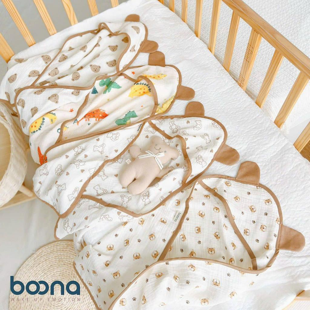 Chăn ủ, ủ choàng xô 2 lớp có đai Muslin đa năng cho bé 75*75