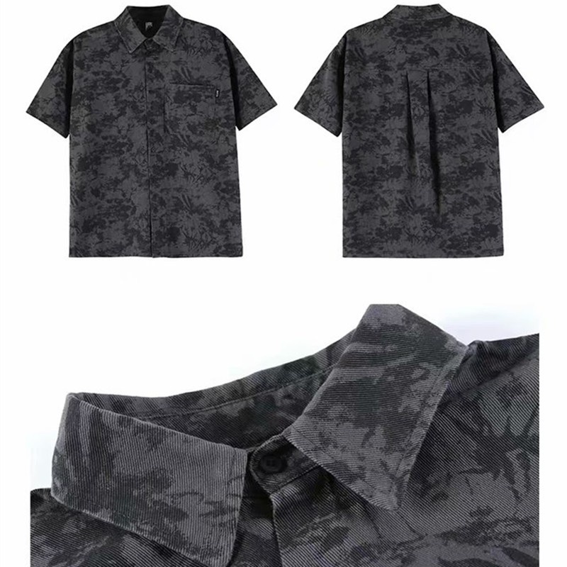 Hàn Quốc bôngáo sơ mi nam ngắn tayÁo Sơ Mi Ngắn Tay Phong Cách Đường Phố Cá Tính Cho Nam unisex áo thun kiểu nữ