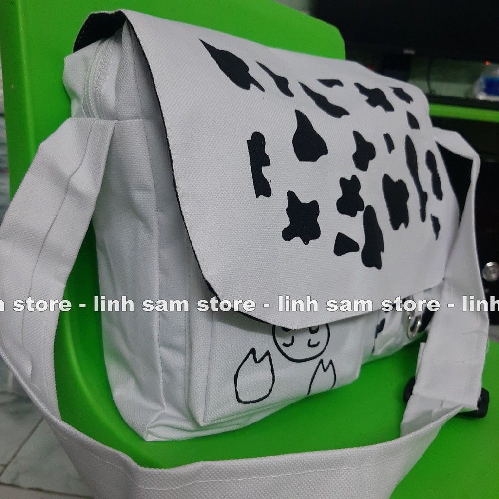 Túi xách đeo chéo nữ kiểu dáng mini bag Hàn Quốc thời trang canvas khóa kéo hai bò sữa ngăn ngang | BigBuy360 - bigbuy360.vn