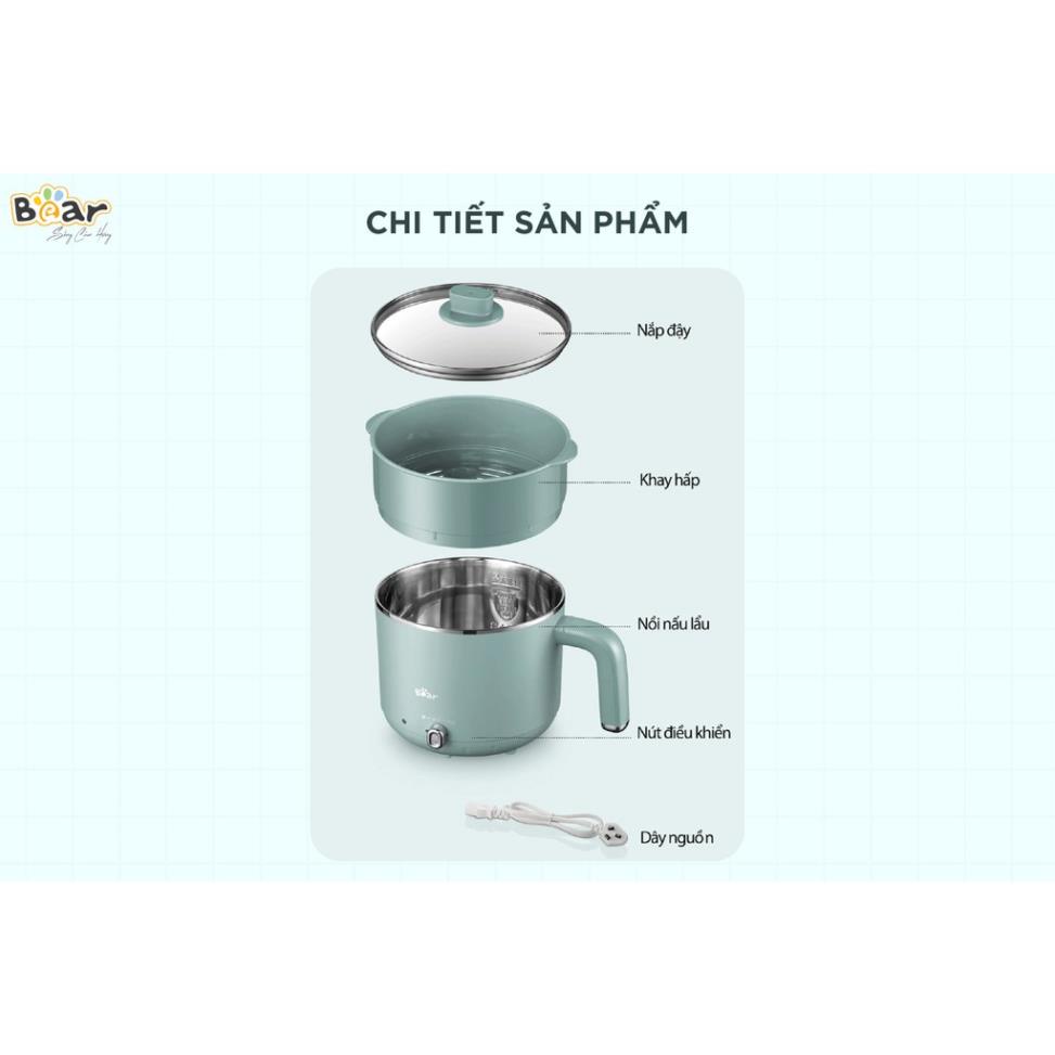 Nồi lẩu hấp điện 2 tầng đa năng Bear DRG-D12M5 dung tích 2L chất liệu an toàn chịu nhiệt lõi thép không gỉ Tuli Store