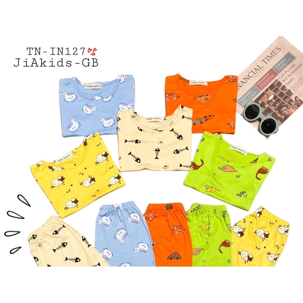 Bộ Cộc Tay THUN LẠNH MINKY MOM In Hình Toàn Thân Dễ Thương Cho Bé TN-IN127