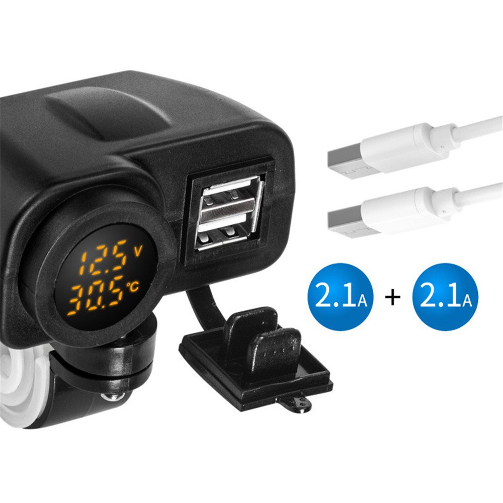 Sạc nhanh USB có vôn kế DC12V cho điện thoại và xe mô tô