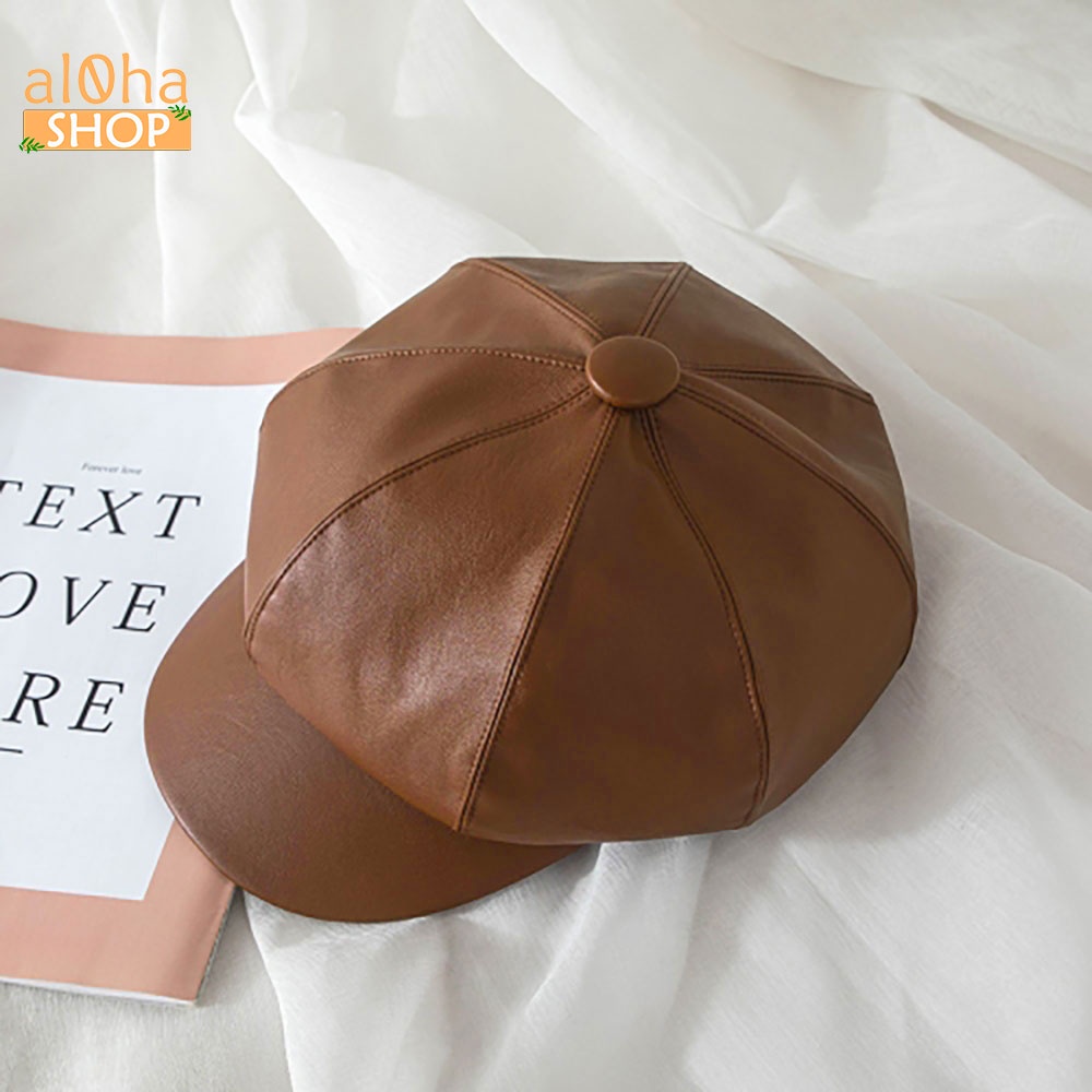 Mũ nồi da bóng trơn - nón beret thuỷ thủ thời trang, phong cách Hàn - al0ha Shop