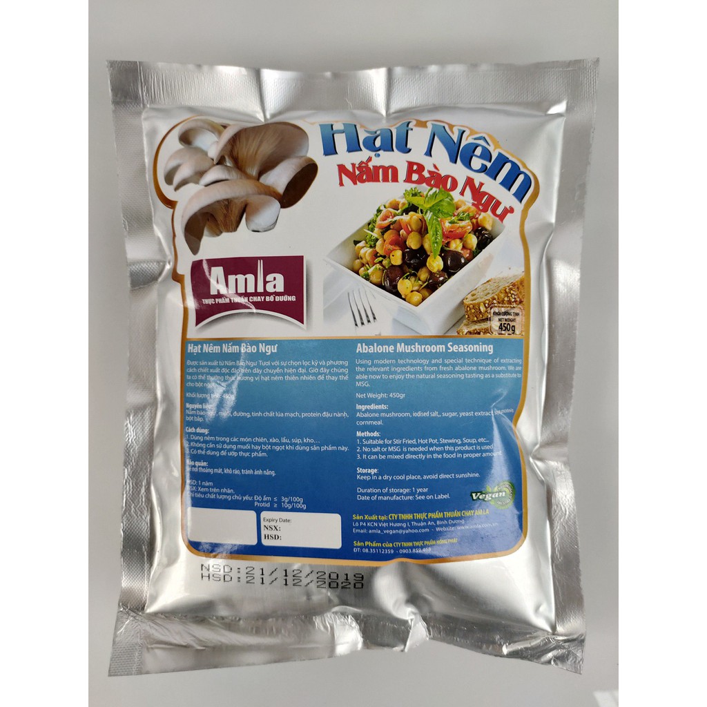 HẠT NÊM NẤM BÀO NGƯ AMLA 450G