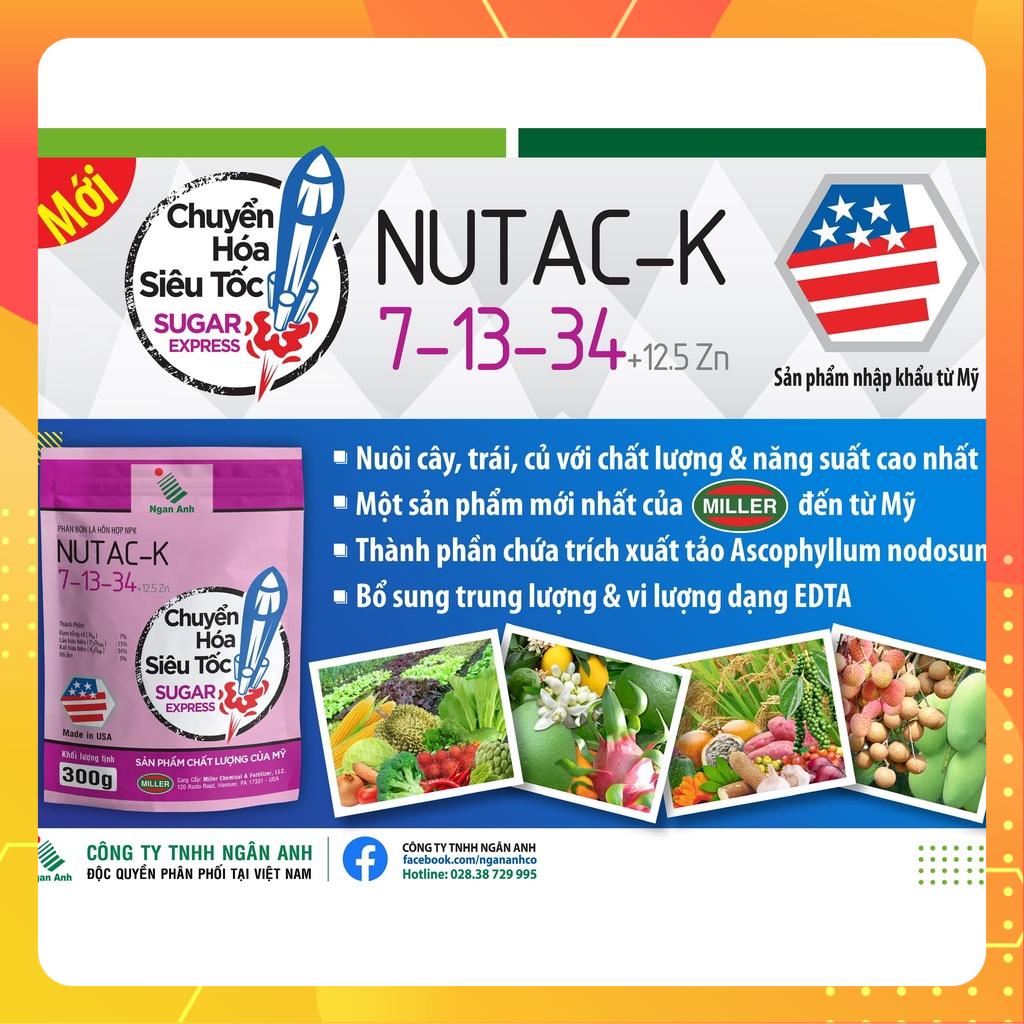 Phân bón lá hỗn hợp NUTAC-K 7-13-34 chuyển hóa năng lượng siêu tốc - tối ưu năng suất - tăng hiệu quả hấp thu