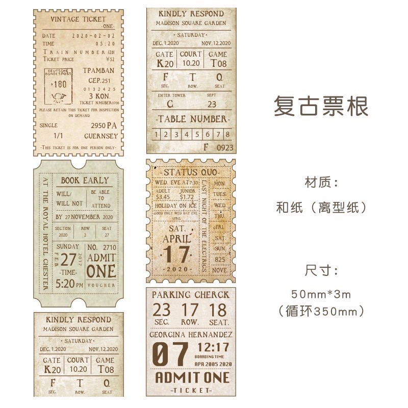 Washi tape phong cách vintage, retro, làm bullet journal trang trí sổ tay