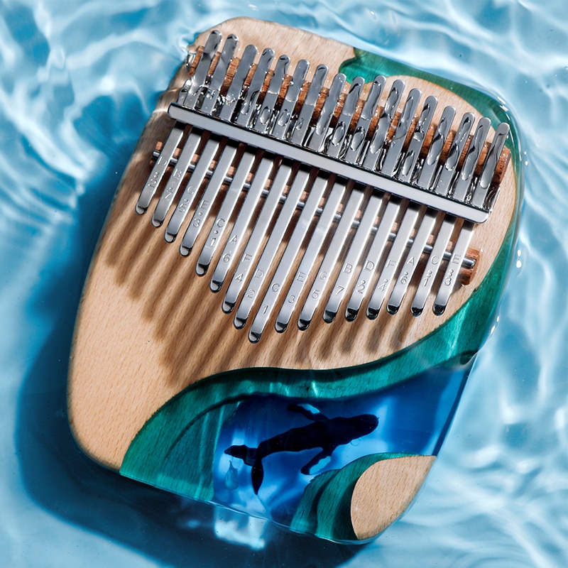 Hluru Kalimba 17 21 Key Phím Bằng Gỗ Trơn Hình Cá Voi