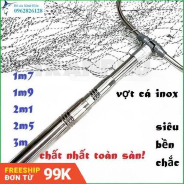 [BH 3 Tháng] Vợt Vớt Cá Inox 1m7 đến 3m Dạng Vuông XL01 - Khuê Hiên, Full Inox Siêu Bền, Cứng, Tải Cá Tốt, vợt xúc cá