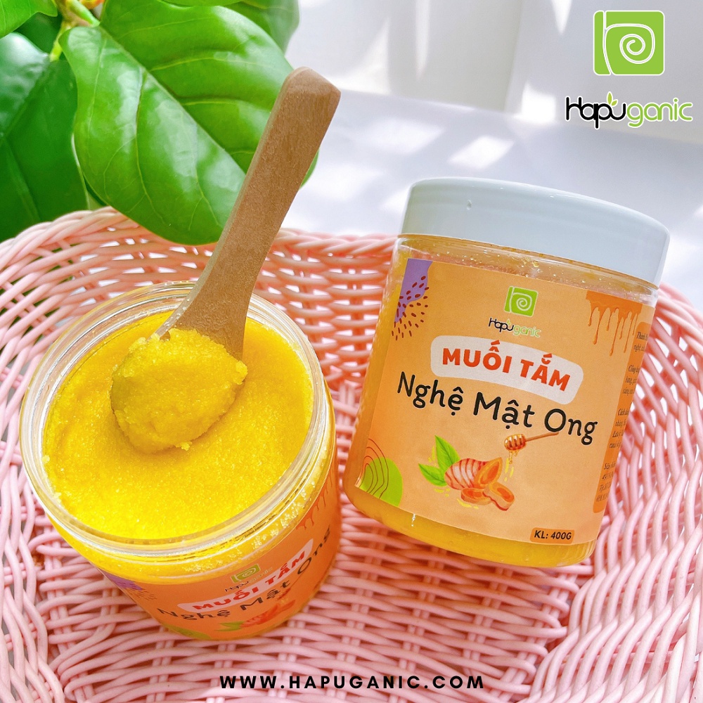 Muối Tắm Nghệ Mật Ong Tẩy Da Chết  Toàn Thân Bath Salt Scrub 400g HaPu Organic