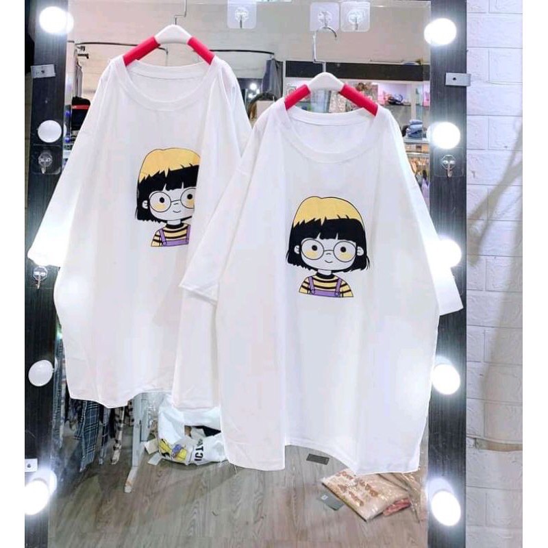 [ Rẻ Vô Địch ] Áo Cotton Tay Lỡ Dáng Rộng Unisex---Cô Gái