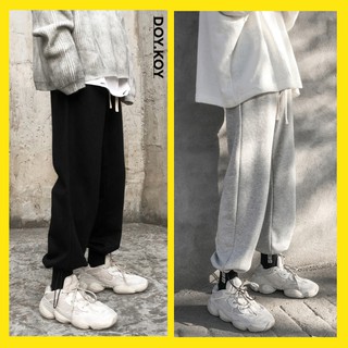Quần jogger nỉ nam nữ bo ống phối dây phong cách Hàn Quốc quần sweatpants dày dặn bền đẹp màu xám, đen [Hàng tôt]