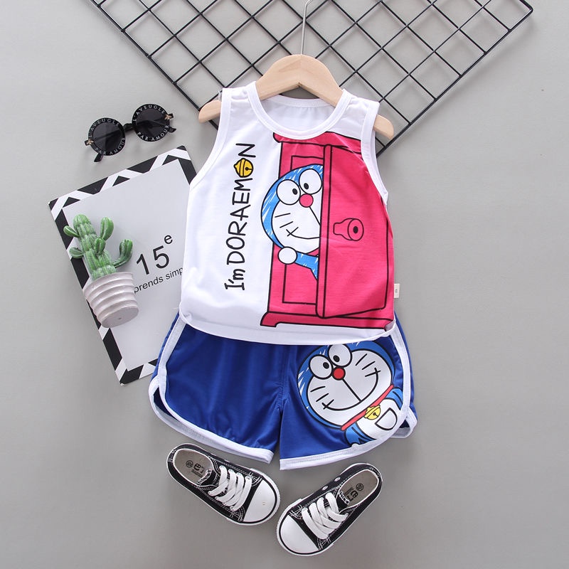 Set bộ đồ thun cộc tay hoạ tiết Doraemon cho bé trai & bé gái  N00876