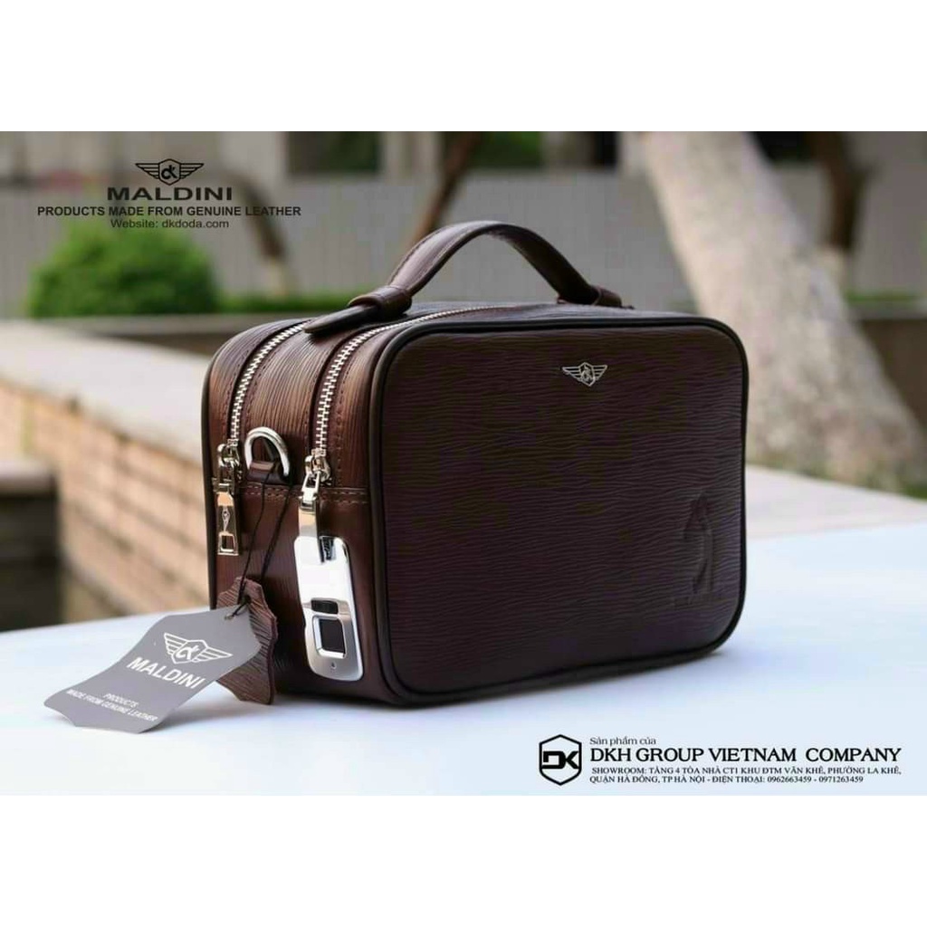 Túi cầm tay Mandini, Khóa Vân Tay An Toàn Chất Liệu Da Bò. Túi Cầm Tay Maldini Da Bê Ép Vân EPI, Khóa Vân Tay