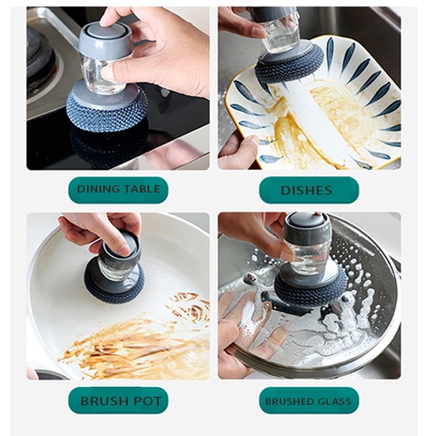 Bàn chải làm sạch, bàn chải nồi, dụng cụ làm sạch đa năng, bàn chải nhà bếp, bàn chải bộ đồ ăn có thể được nạp với chất tẩy rửa