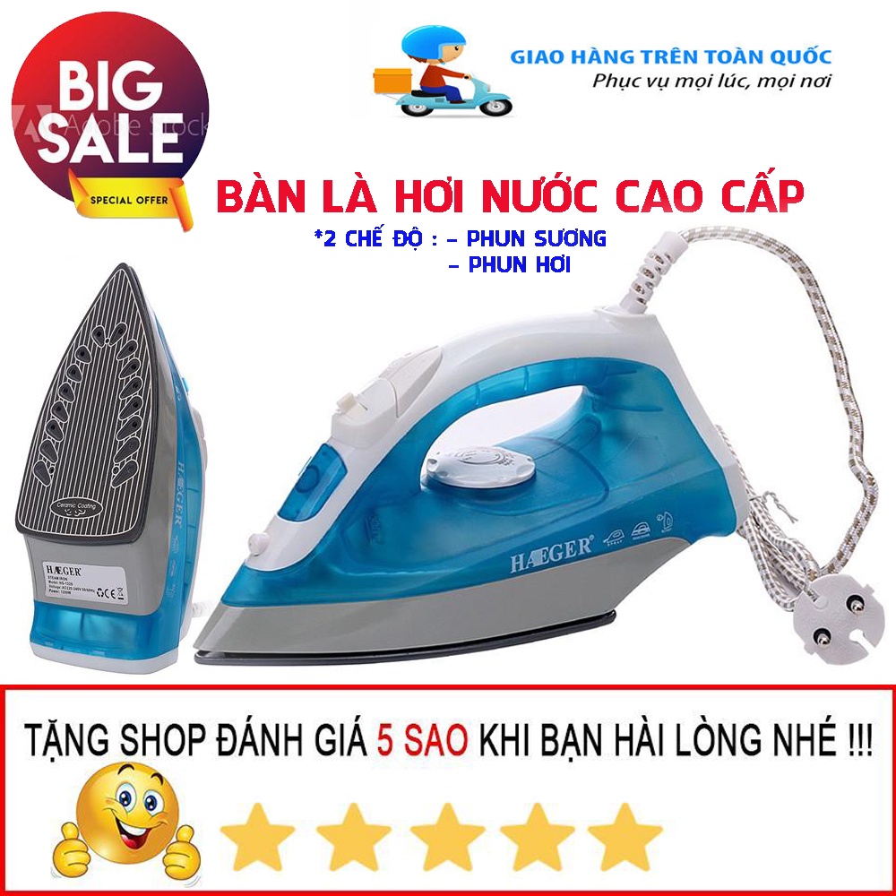 Bàn Là Hơi Nước, Bàn Ủi Hơi Nước. 2 Chế Độ Phun Hơi - Phun Sương, Mặt Đế Chống Dính. MUA NGAY!!!