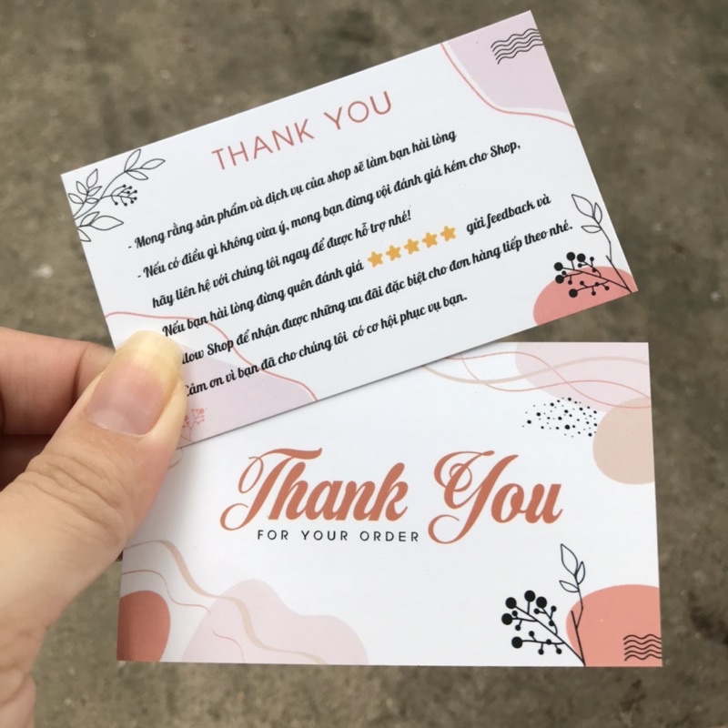 Combo 100 cái  thankyoucard, thiệp cảm ơn, Thẻ cám ơn có sẵn, Giấy bìa cứng cán màng size 9x5.5cm