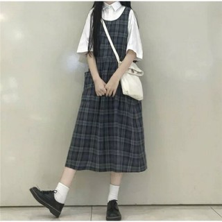 (ORDER) Set váy yếm kẻ caro và sơ mi
