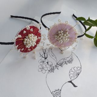 Cài Tóc Hanbok Đỏ Cherry + Hồng nhạt
