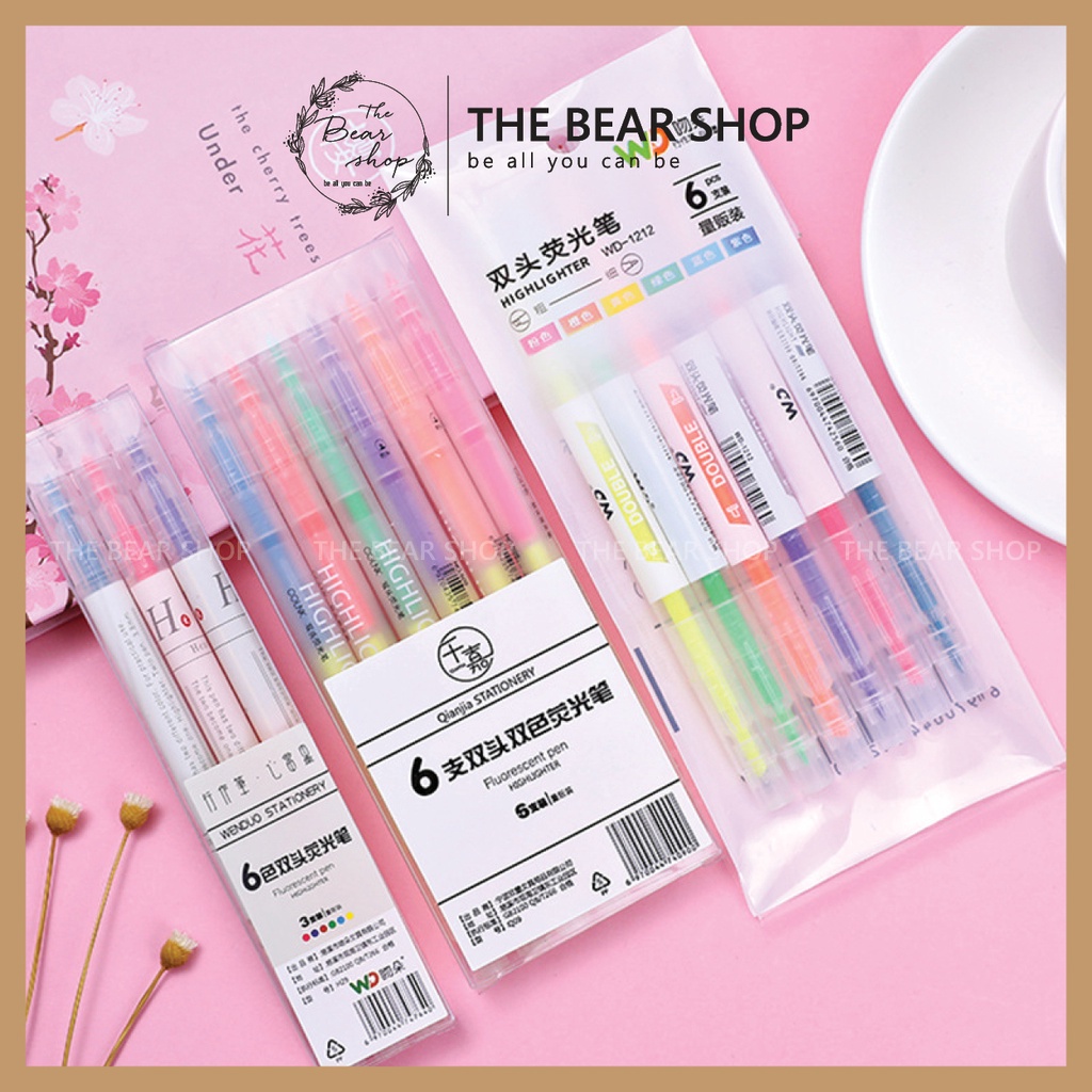 Set bút dạ quang 6 màu - Lẻ 1 màu hàng loại 1 trang trí sổ quà tặng 8 tháng 3 - The Bear Shop