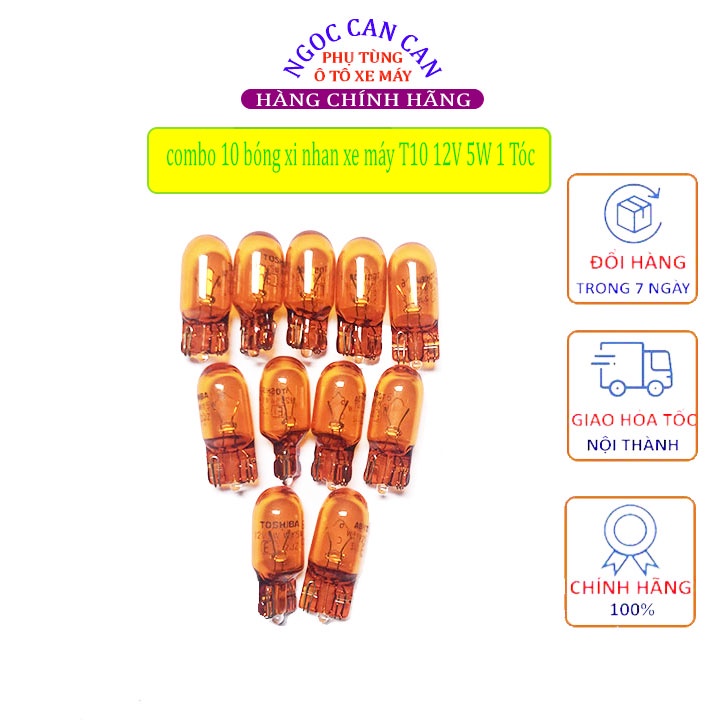 Bóng Đèn ô tô xe máy,đèn xi nhan Halogen T10 12V 5W Vàng 1 Tóc Chân Cắm (giá 10 bóng)