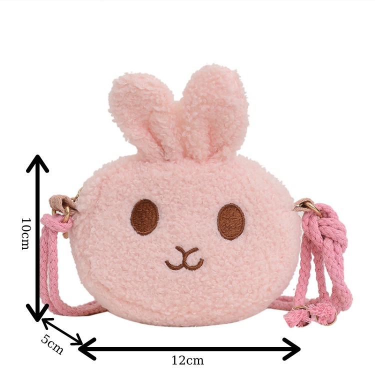 Túi đeo chéo hình thỏ bông mini thời trang nhiều màu cho bé gái