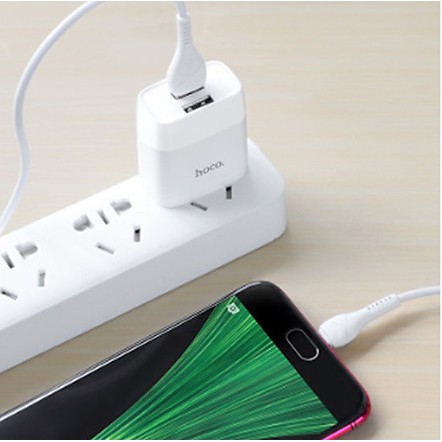 Bộ Dây Và Cóc Sạc Nhanh C73 2.4A 2 USB Cổng Micro Có Dây
