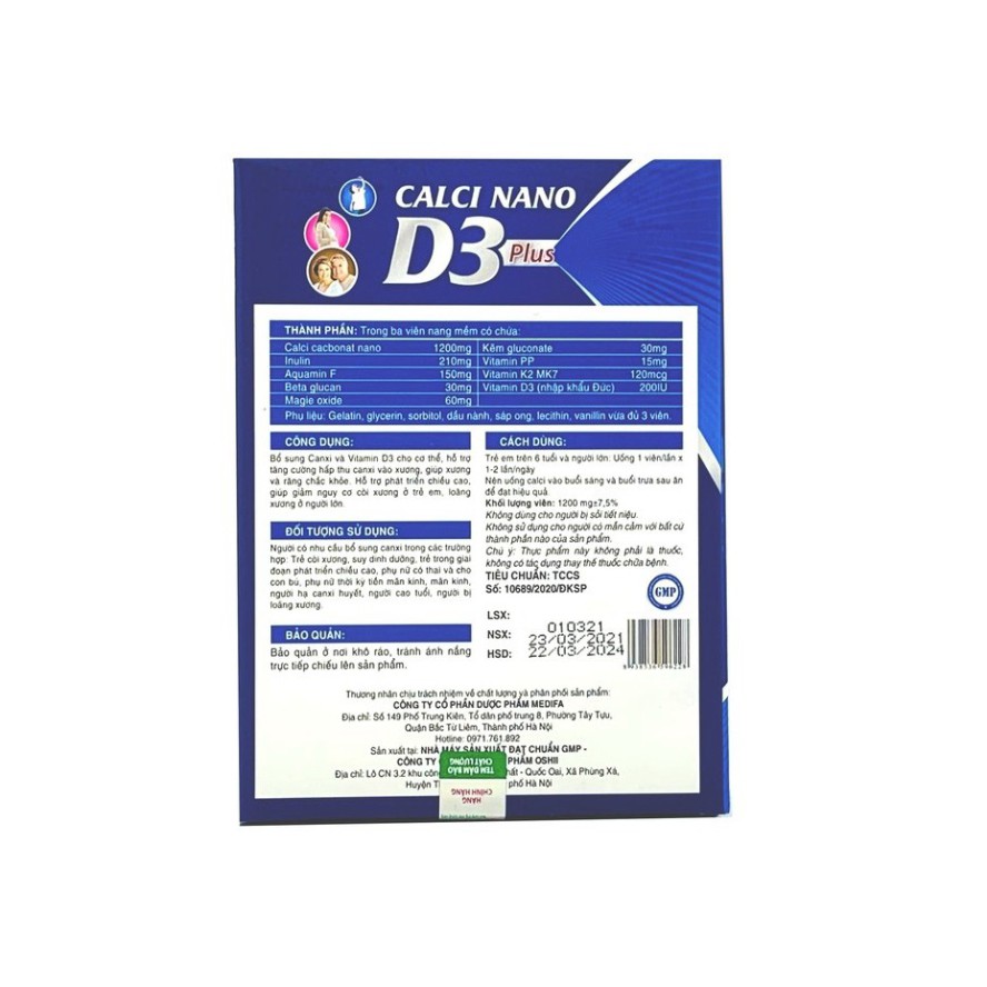 Calci nano D3 Plus - Bổ sung Calci và Vitamin D3 cho cơ thể. [ Giá tốt ] | Thế Giới Skin Care