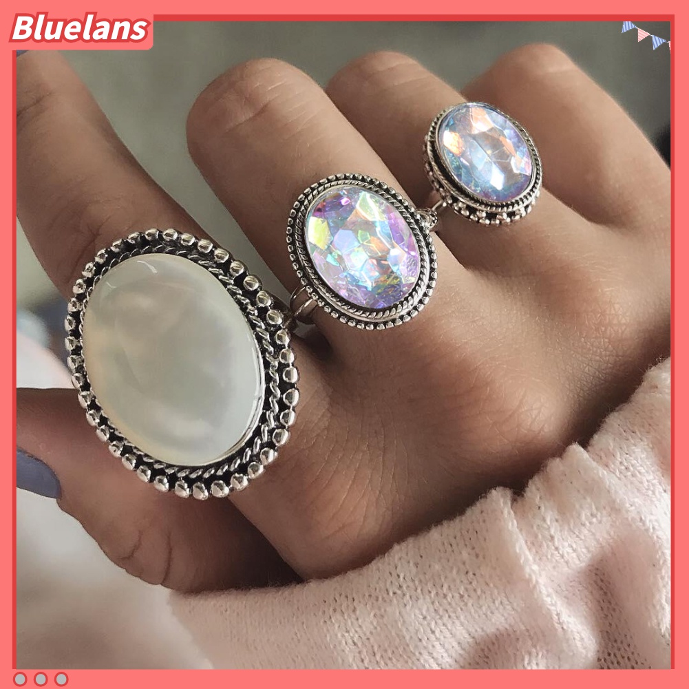 Set nhẫn đính đá sáng tạo phong cách sành điệu thời trang dành cho nữ