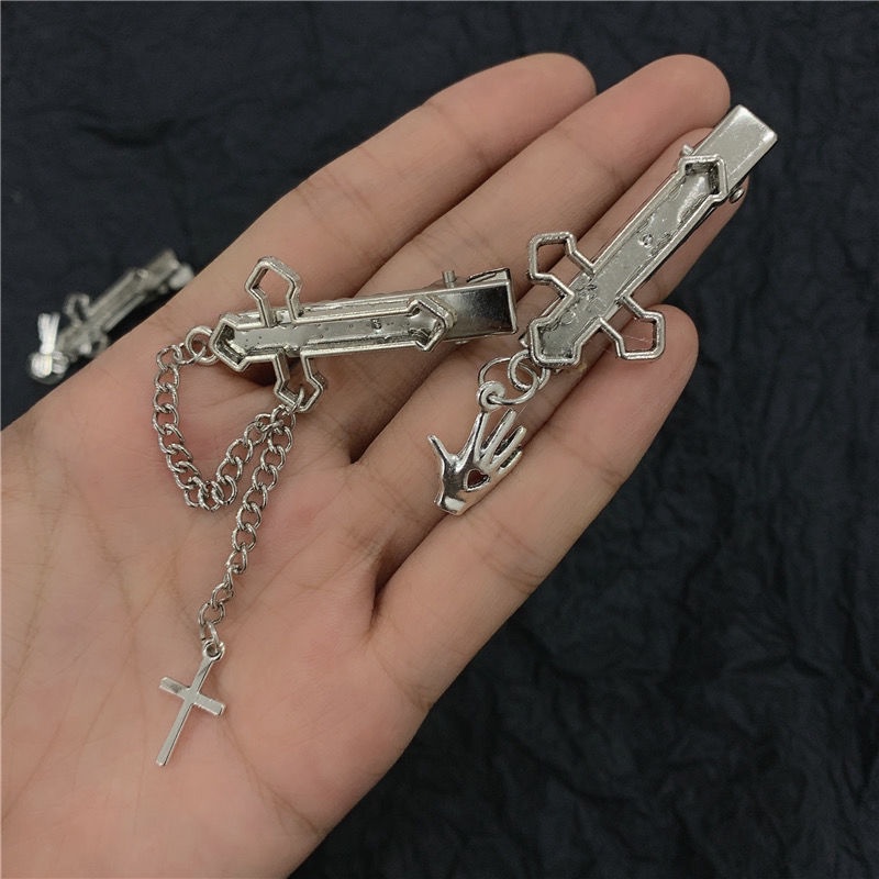 Kẹp Tóc Kim Loại Hình Thánh Giá Y2K