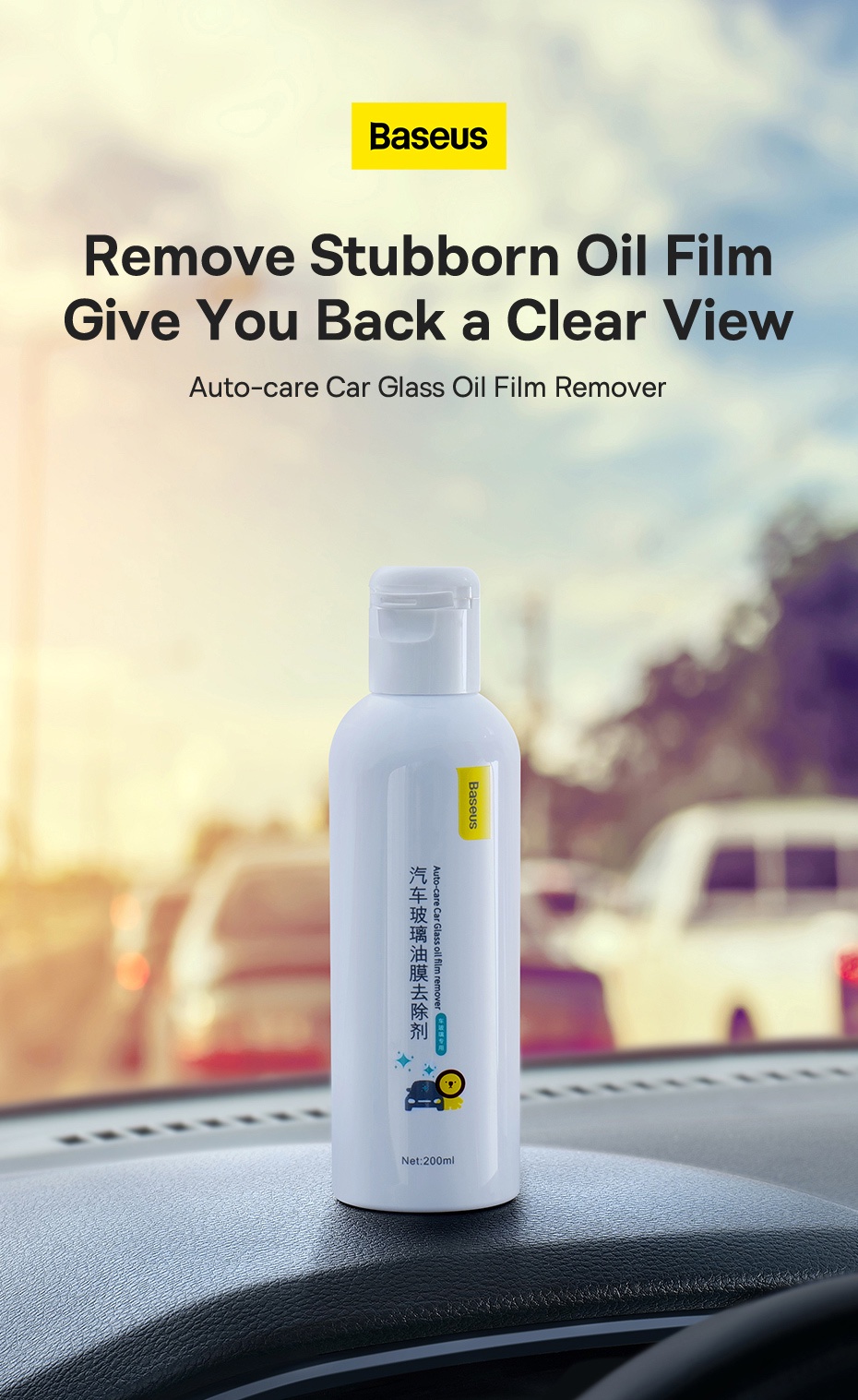 Dung dịch làm sạch kính Baseus Auto-care Car Glass Oil Film Remover 200ML - Loại bỏ màng dầu
