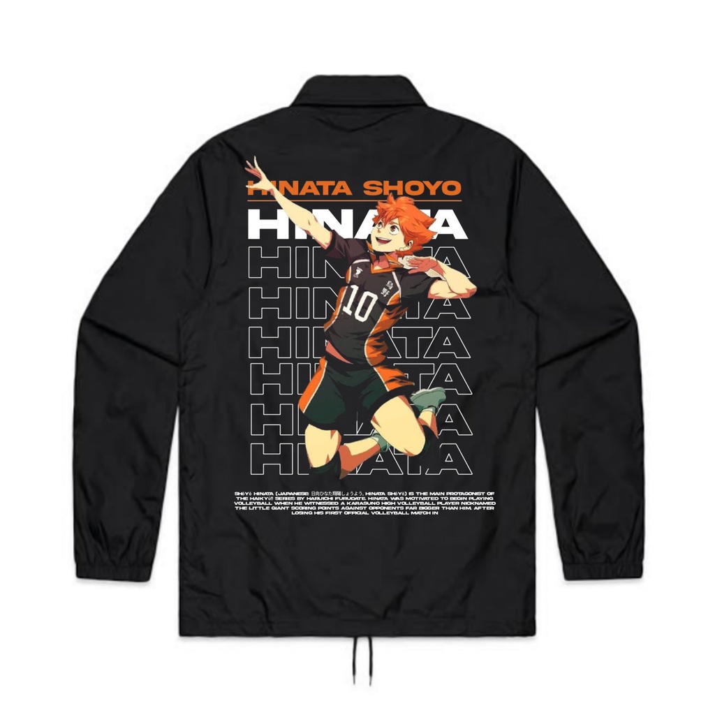 Áo Khoác Huấn Luyện Viên HAIKYU - HINATA SHOYO | Áo Khoác Huấn Luyện Viên HAIKYUU JAPAN | Áo Gió Dù Đen