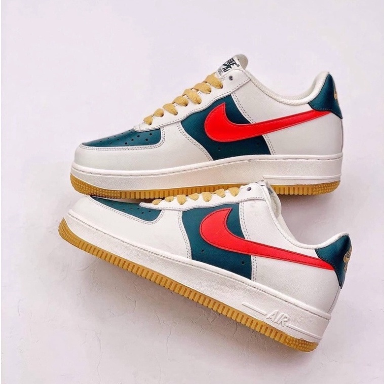 Giày thể thao Jordan AF1 cao cấp full bill box, giày Sneaker nam nữ cổ thấp da lộn màu xanh đỏ đế cao, JD form đẹp M11