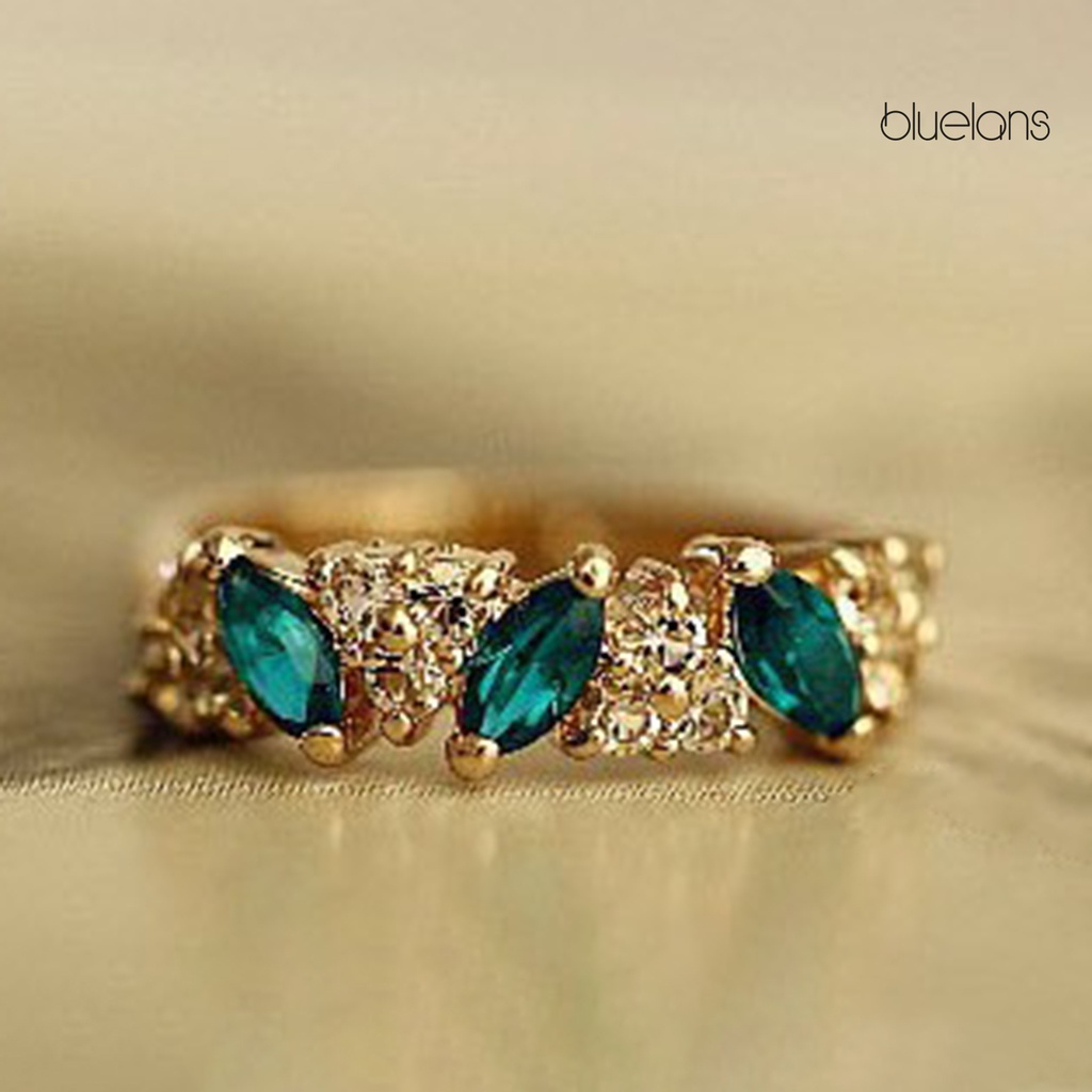 Nhẫn Hợp Kim Đính Đá Xanh Nhân Tạo Thời Trang Cho Nữ