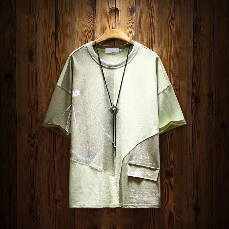 Áo Thun Ngắn Tay Phối Màu Tương Phản Phong Cách hip hop Thời Trang Mùa Hè Cho Nam