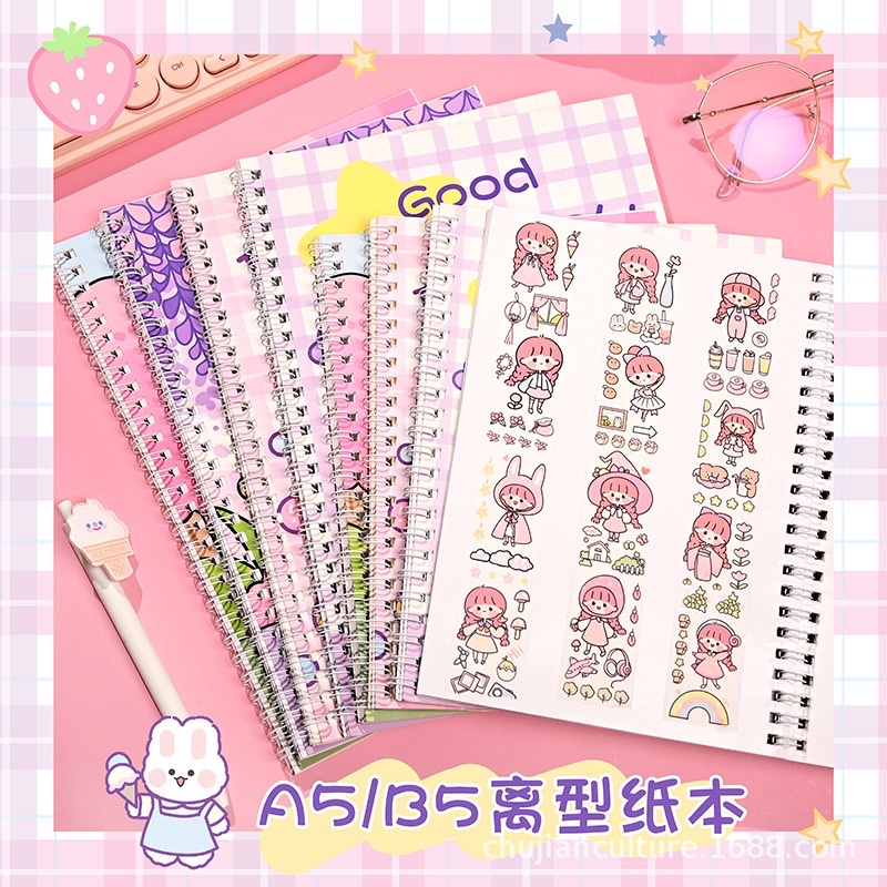 Sổ chiết và lưu trữ sticker, washi size A5/B5, có lò xo/ Sổ bảo quản hình dán washi tape Tẻn Tẻn