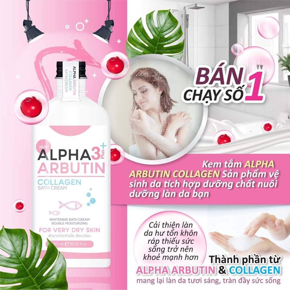 [HCM]Sữa tắm trắng da Alpha Arbutin 3 plus+ Collagen Bath Cream 450ml - Thái lan