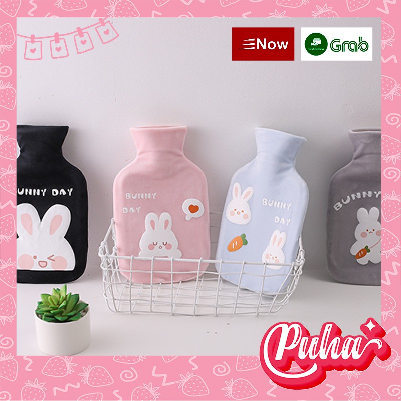 Túi chườm bụng kinh PUHA 1000ml, túi chườm nóng lạnh đa năng, sưởi ấm giảm đau bụng cho bạn nữ