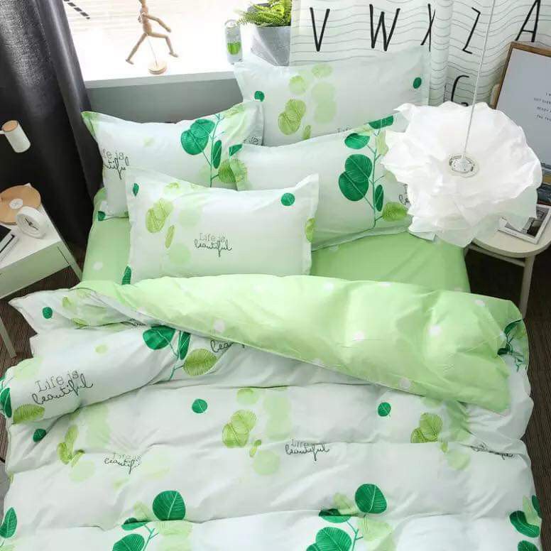 Bộ Chăn Ga Gối Cotton Poly Nhập Khẩu-Cây Xanh