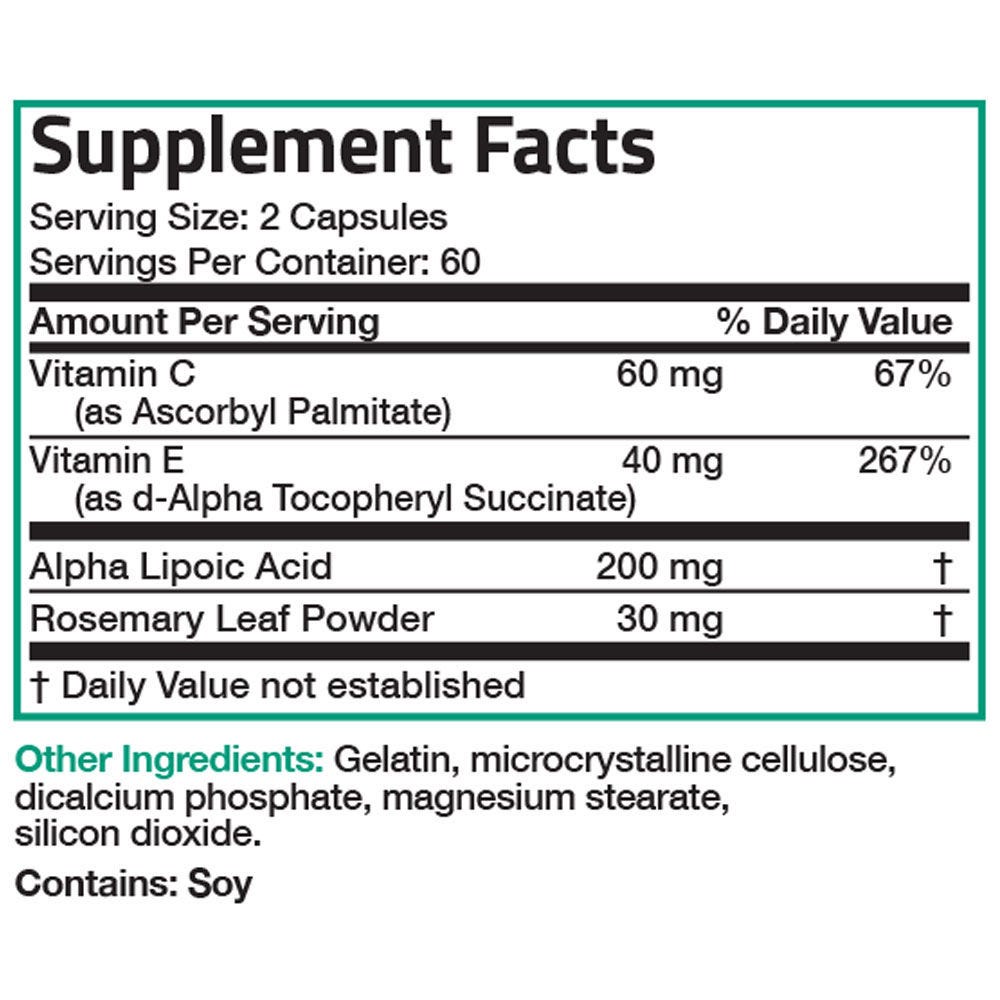 Organic Vitamin Alpha Lipoic Acid Complex - 120 viên Mỹ - Chống lão hóa, trẻ hóa da, ngừa tàn nhang và làm sáng da