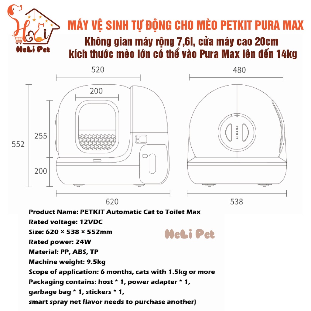[NEW 2024] Nhà Vệ Sinh Cho Mèo PETKIT, Máy Vệ Sinh Tự Động Cho Mèo Pura Max Máy Dọn Phân Mèo