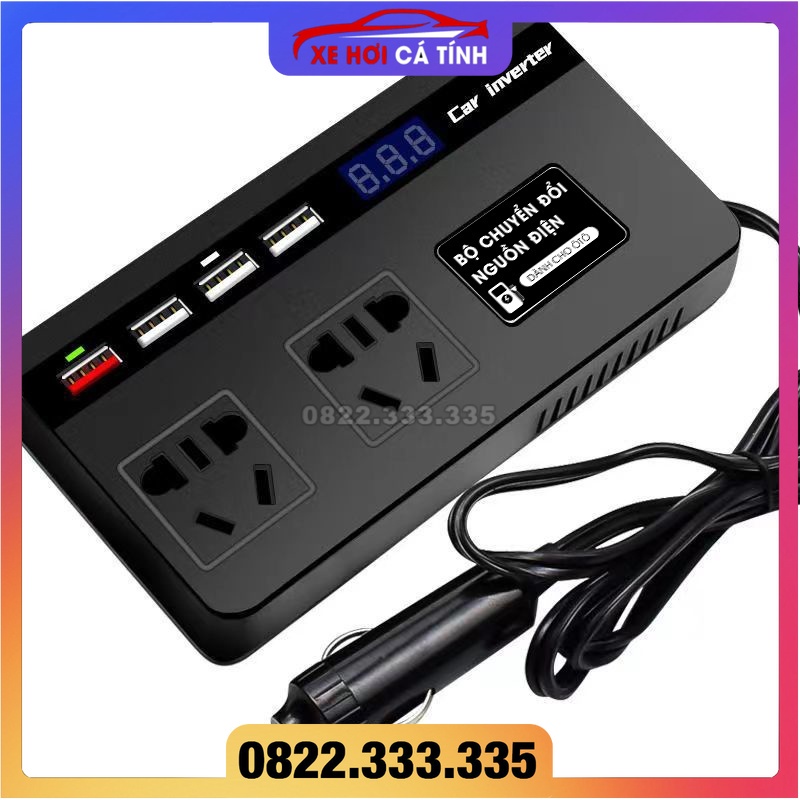 Bộ Chuyển Đổi Nguồn Điện 12V- 24V Sang 220V-200W Cho xe Ô Tô , Xe Hơi Công Suất Tối Đa 150W, Phụ Kiện Ô Tô Tổng Hợp