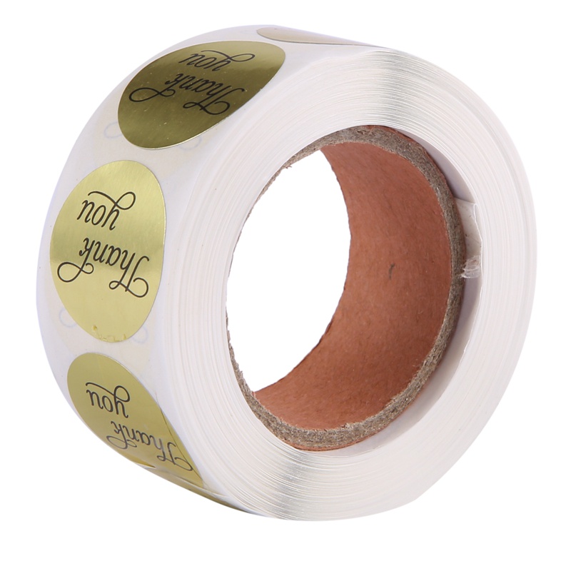 Cuộn 500 Nhãn Dán Giấy Vàng Tròn 1 Inch In Chữ Thank You