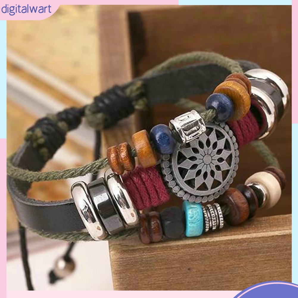 Vòng Tay Da Nhiều Lớp Xâu Hạt Phong Cách Boho