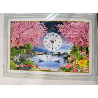tranh thêu đồng hồ hoa anh đào DV6117