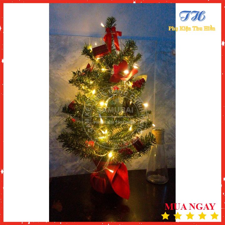 Cây Thông Noel Để Bàn 60Cm Mini Trang Trí Giáng Sinh Full Phụ Kiện Cho Phòng Khách, Phòng Ngủ, Bàn Làm Việc