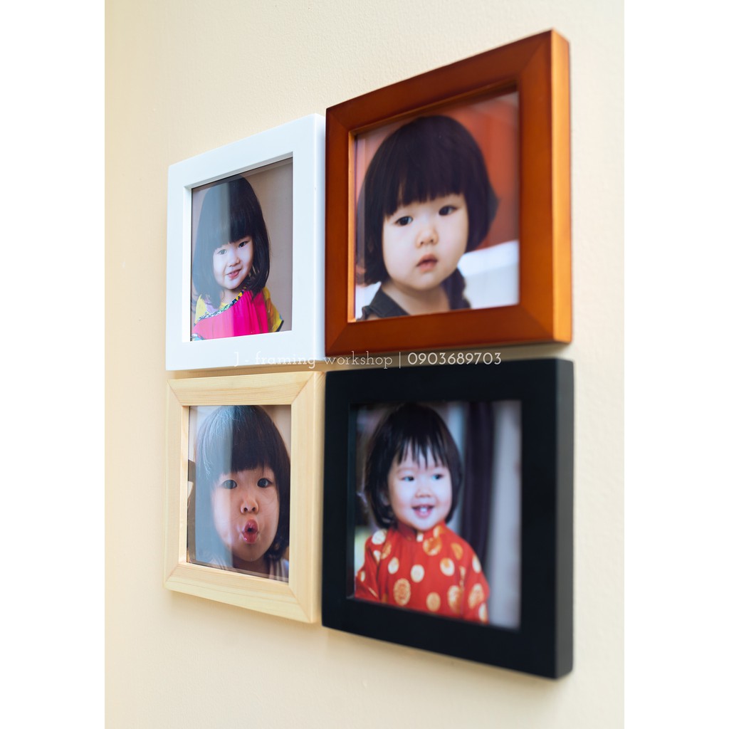 KHUNG ẢNH - KHUNG HÌNH VUÔNG GỖ THÔNG TREO TƯỜNG KÍCH THƯỚC 23.3 x 23.3 cm ( Ảnh Vuông 20.3x20.3 )