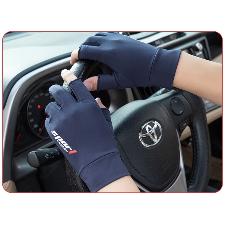 Găng tay cotton mát mẫu 1 thoáng mát, chống nắng chống trượt