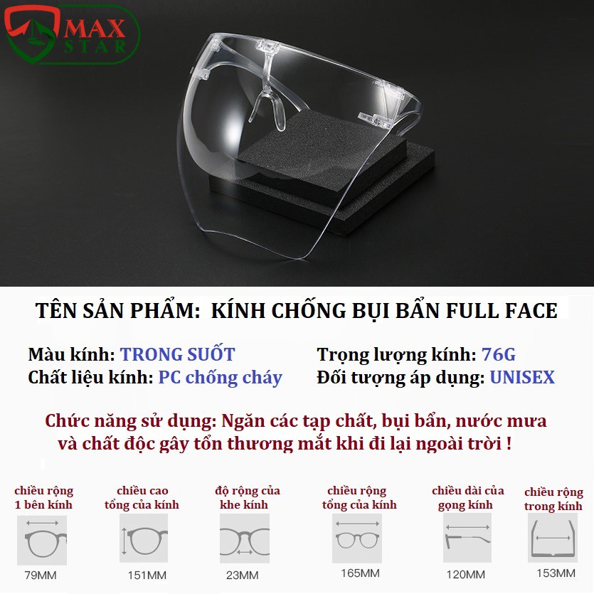 Kính bảo hộ chống giọt bắn phòng dịch Chống bụi khói Bảo vệ mắt khi lái xe Bảo hộ xe máy chống sương mù Kính face shield | BigBuy360 - bigbuy360.vn