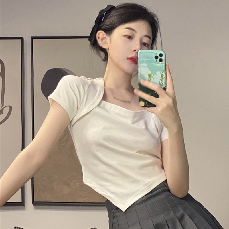 Áo Thun Tay Ngắn Dáng Ôm Thiết Kế Độc Đáo Thời Trang Cho Nữ