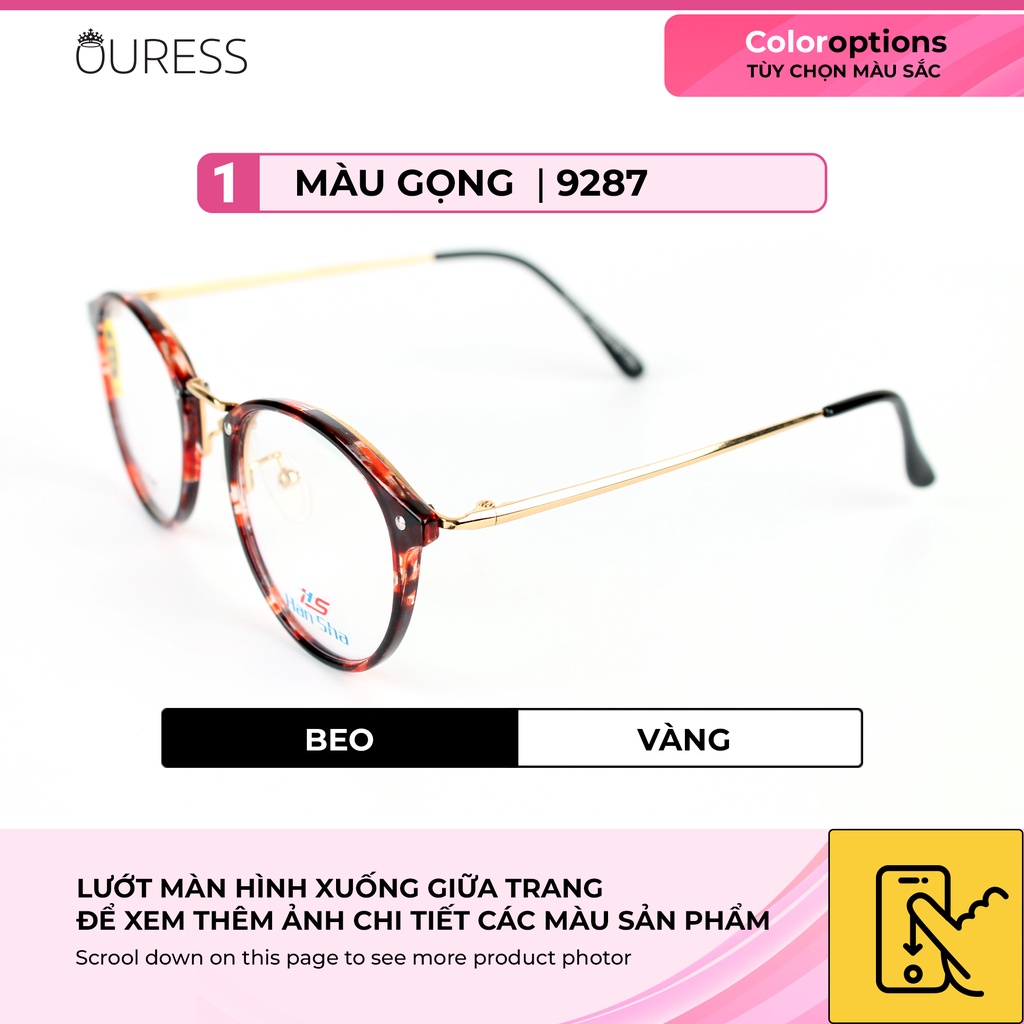 Gọng kính TR90 phối càng hợp kim cao cấp bền đẹp thời trang – hàng chính hãng Ouress 9287
